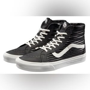 Vans Sk8-Hi Reissue Moto Leather Black White Sneakers Women's Size 7